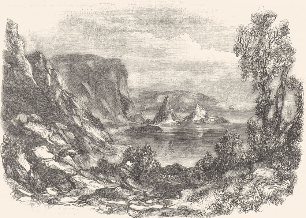DEVON. Anstis Cove 1850 old antique vintage print picture
